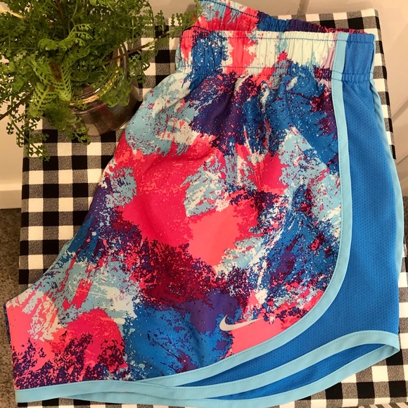 NIKE Dri-Fit runners shorts pink blue splash sz M - Picture 2 of 14